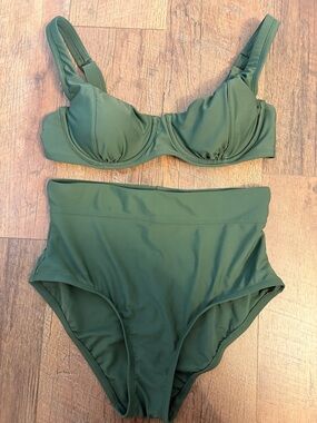 Target Olive Green Underwire High-Waist Bikini Set